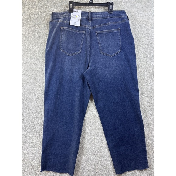 Sonoma Jeans Women's 16 (Fits 34x26) Blue Denim Straight Crop High Rise NEW - Picture 3 of 9
